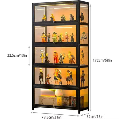 5-Tier Curio Display Cabinet, Storage Shelves with Acrylic Door, Collectibles Toy Organizers Rack & Display Shelf, Display Case