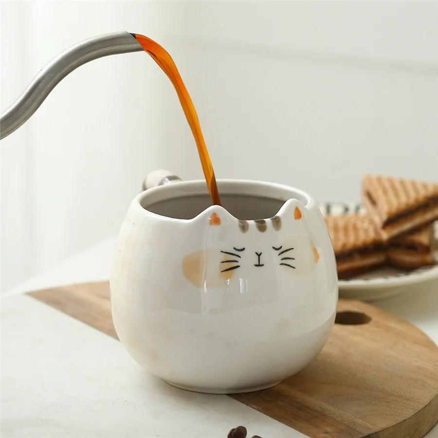 1pc cute ceramic cup, cat shaped mug, 380ml/13oz milk, coffee, and water cups