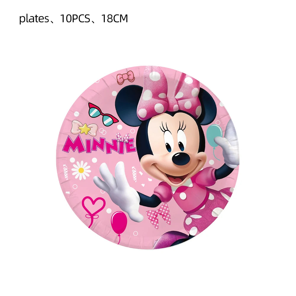 Minnie Mouse Birthday Party Decoration Girls Disposable Tableware Balloon Cups Plates Tablecloth Balloon Baby Shower Party Decor