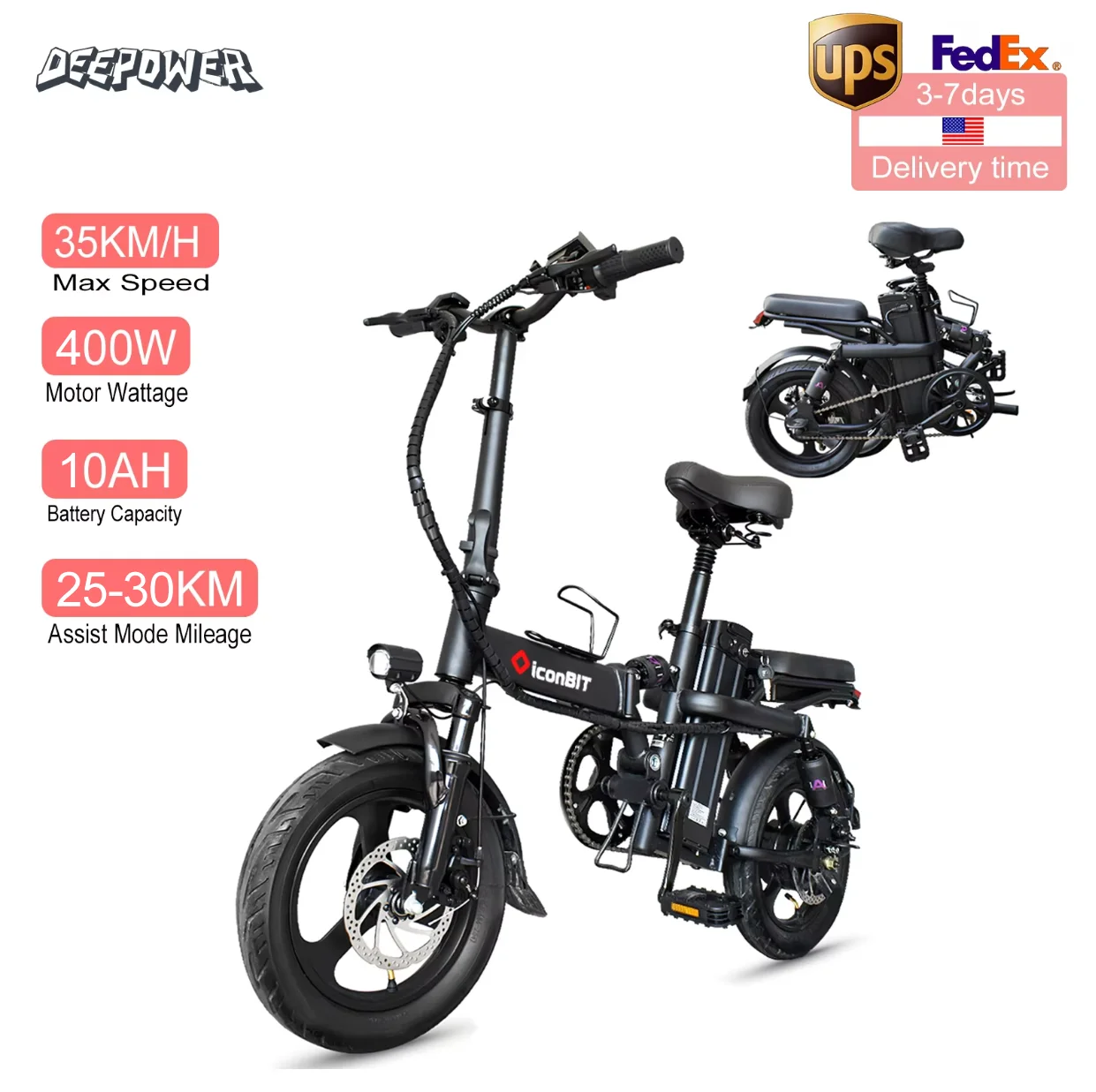 ebike 400W 48V 30AH Adult Fat Tire electric bike Folding Electric Bicycle City Commuter Electric Bike Urban Ebike