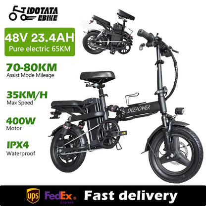 400W Ebike 35km/h 48V 30AH Removable Battery Electric Bike Multi-Shock Absorption City Commuter Foldable Adult Electric Bicycle