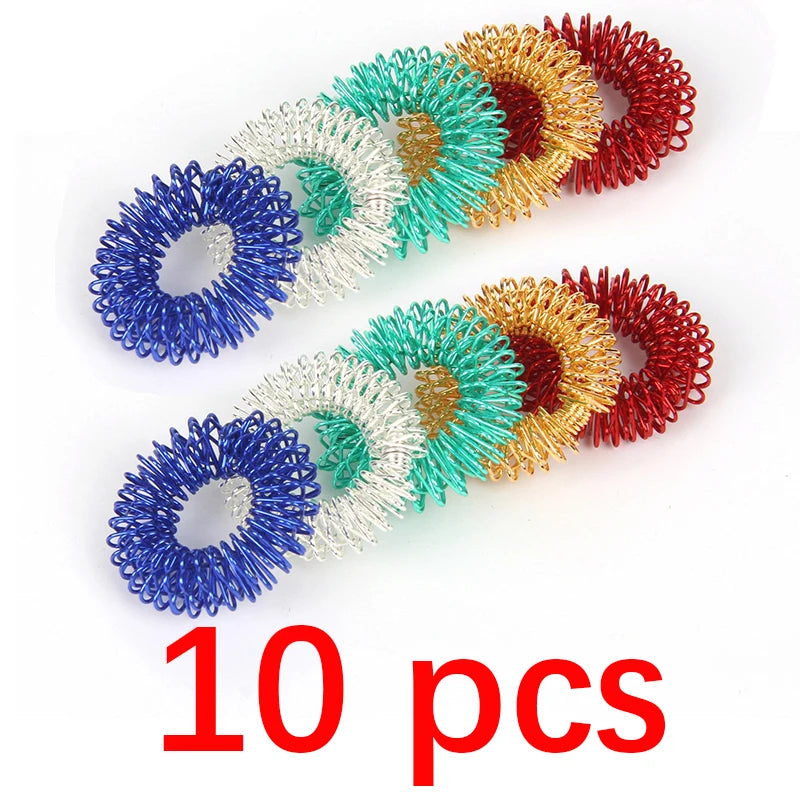 10pcs Finger Rings Set for Teens  Adults Stress Reducer Massager Stress Relief Fidget Toys Acupressure Rings Spiky Sensory