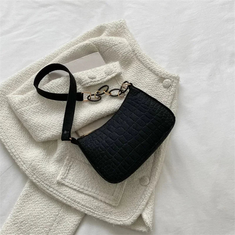 Wool Fiber Small Square Bag New Korean Style Fashion Stone Pattern Shoulder Creative Bag for Women