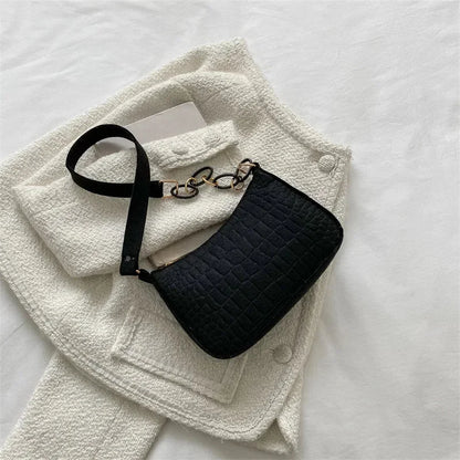 Wool Fiber Small Square Bag New Korean Style Fashion Stone Pattern Shoulder Creative Bag for Women