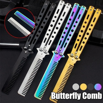 1 Piece of Swing Comb Stainless Steel Folding Butterfly Comb Novice Practice Training Hair Styling Tool