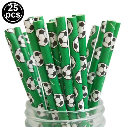 Soccer Theme Disposable Tableware Soccer Party Paper Plate Napkin Straws Cup Football Themed Birthday Party Decoration Supplies