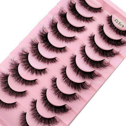 10 Pairs Faux Mink Eyelashes Handmade False Eyelashes Natural Nude Makeup Simulation Cross Messy Eye 3D Curly Eyelashes