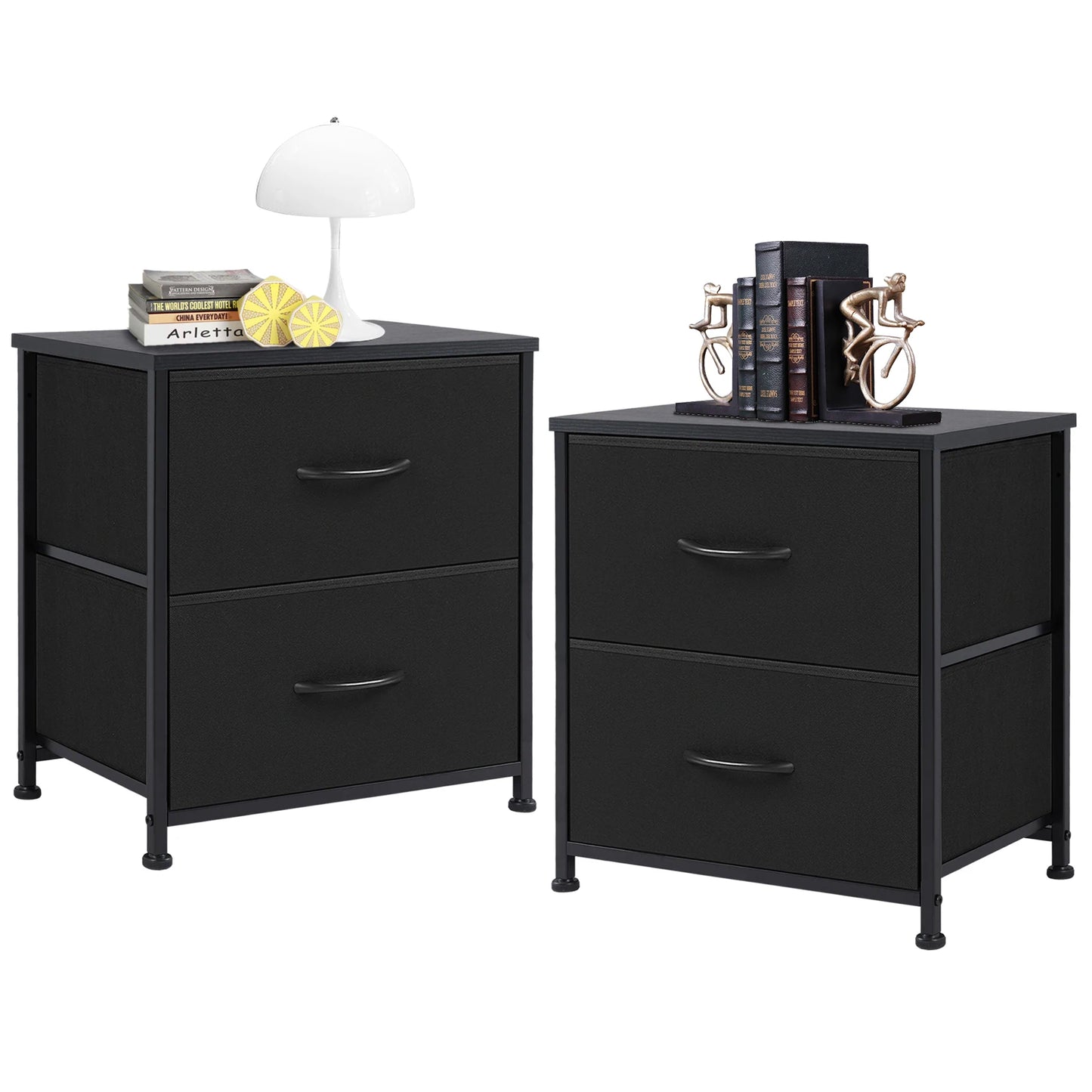 JHK Living Room Cabinet Layers Set of 2 Fabric Drawers Beside Nightstand Table Closet Chest Clothes Display Cabinet Of Furniture