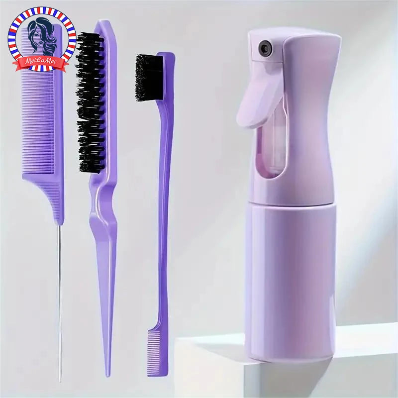 4pcs/Set Hairdressing Tools Set spray Bottle Rat Tail Comb Teasing Hair Brush Edge Control Hair comb For Combing Smoothing Hair