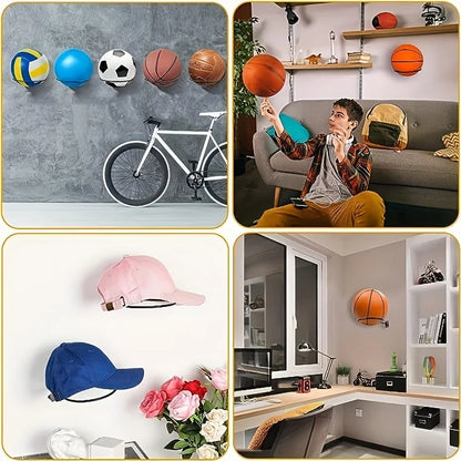 1pc/2pcs Metal Wall Mounted Sports Ball Display Stand For Basketball, Football, Volleyball, Durable Wall Storage Rack