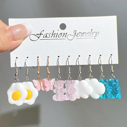 Fashion Sweet Fruit Drink Earrings Set for Women Cute Cartoon Food Ice Cream Donut Funny Resin Earrings Party Jewelry Gift New