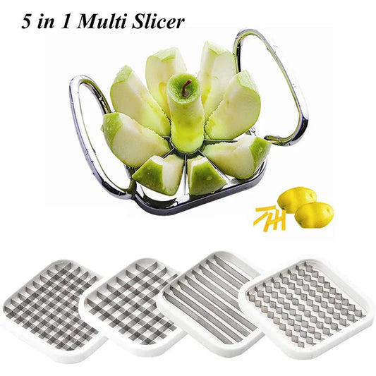 5pc Grid Cutting French Fries Potato Apple Slicer Potato Slicer Vegetable Chopper Food Cutter French Fry Slicer Kitchen Tools