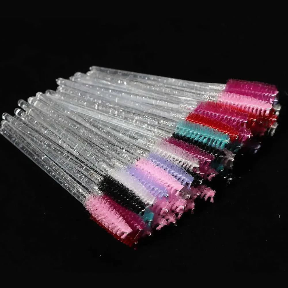 CNKESS 50pcs Disposable Eyelash Brushes Extension Crystal Eyebrow Brush Mascara Wand Eye Lashes Cosmetic Tool Set Makeup Beauty