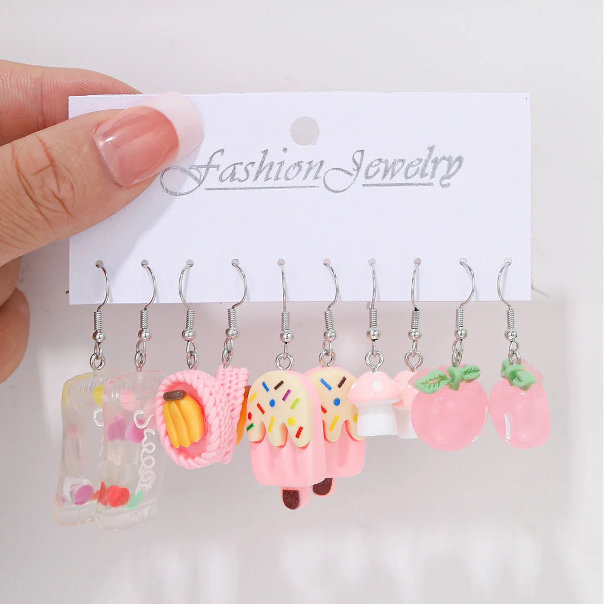 Fashion Sweet Fruit Drink Earrings Set for Women Cute Cartoon Food Ice Cream Donut Funny Resin Earrings Party Jewelry Gift New