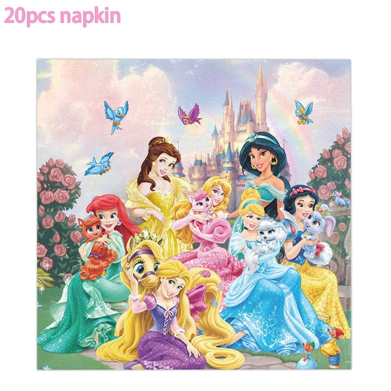 Disney Princess Party Disposable Tableware Set Plate Cup Napkin Disney Princess Birthday Party Decorations Supplies Girs Favor