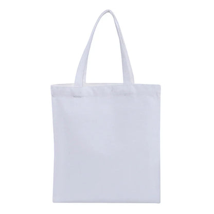 Large Capacity Black White Canvas Shoulder Tote Bag Folding Eco Cotton Handbag Reusable DIY Shoulder Bag Shopping Bag