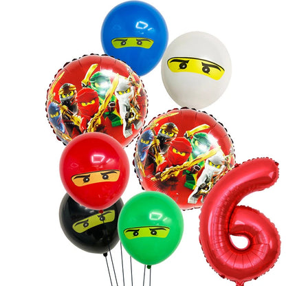 Cartoon Ninja Birthday Decorations  Paper Tableware Plate Cup Tablecloth Foil Ballons Kids Banner Cake Toppers Party Supplies