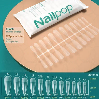 NAILPOP 120pcs Fake Nails Full Cover Press on Nails Coffin Soft Gel American Pose Capsule False Nail Tips for Extension System