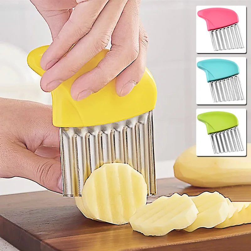 Potato Chip Slicer Vegetable Fruit Corrugated Wavy Knife French Fries Potato Cutter Kitchen Tools Accessories Gadget Supplies