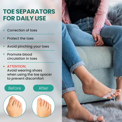 1 Pair Silicone Toe Separator, Bunion Corrector, Hammer Toe Corrector, Soft Silicone Material for Toe Separation Foot Care Tool