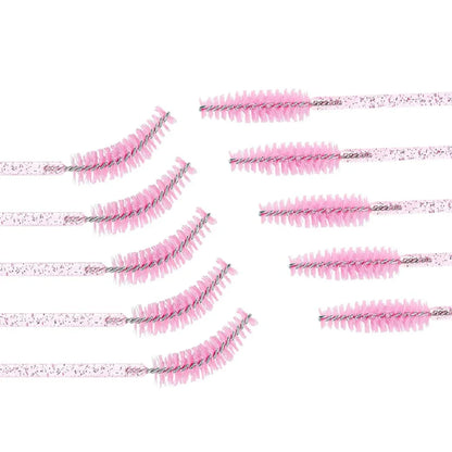 50Pcs Makeup Brushes Disposable Crystal Eyebrow Brush Diamond Handle Mascara Wand Applicator Eye Lashes Eyelash Extension Tools