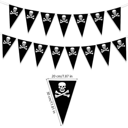 Pirate Theme Party Supplies Paper Plate Cup Napkin Banner Tablecloth Disposable Tableware Kids Boys Pirate Birthday Party Decor