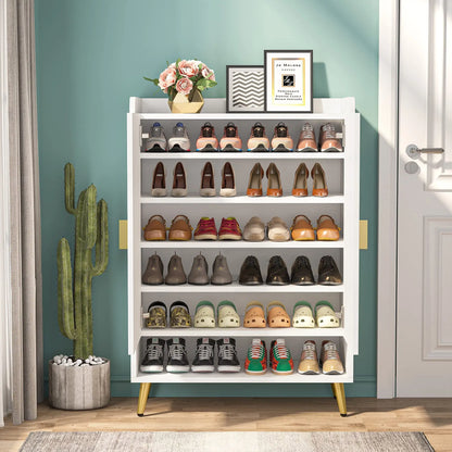 Tribesigns 6-Tier Shoe Cabinet with Doors, Wooden Shoe Storage Cabinet with Adjustable Shelves for Entryway, Hallway, Bedroom