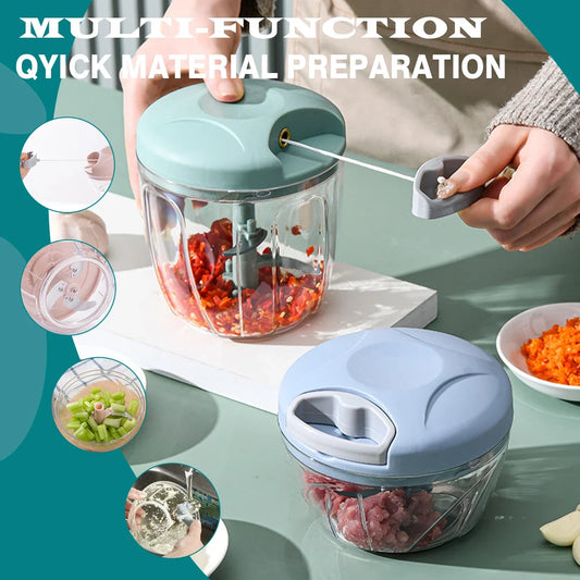 500/900ML Manual Meat Mincer Garlic Chopper Rotate Garlic Press Crusher Vegetable Onion Cutter Kitchen Cooking Accessories