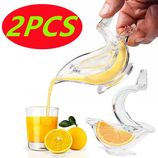 2PCS Kitchen Home Slip Tool Press Squeeze Fruit Mini Manual Juicer Bird Shape Transparent Portable Orange Lemon Manual Juicer