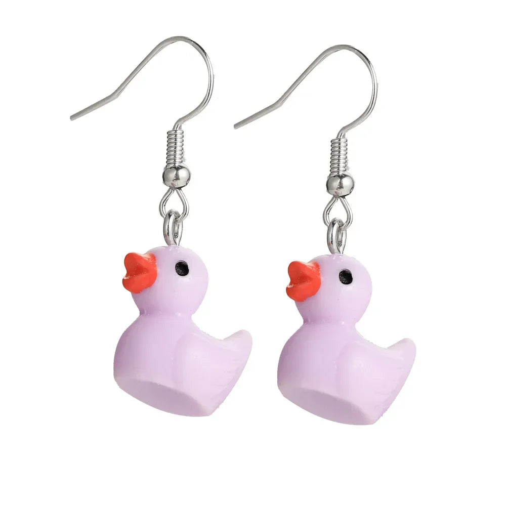 Cartoon Animal Earrings Set For Women New Y2K Girl Cute Colorful Geometric Acrylic Duck Love Drop Earrings Trendy Jewelry Gifts