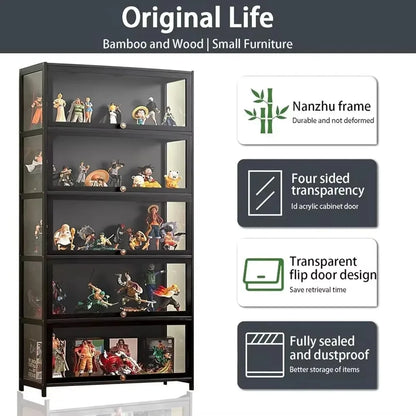 5-Tier Curio Display Cabinet, Storage Shelves with Acrylic Door, Collectibles Toy Organizers Rack & Display Shelf, Display Case