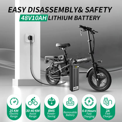 400W Ebike 35km/h 48V 30AH Removable Battery Electric Bike Multi-Shock Absorption City Commuter Foldable Adult Electric Bicycle