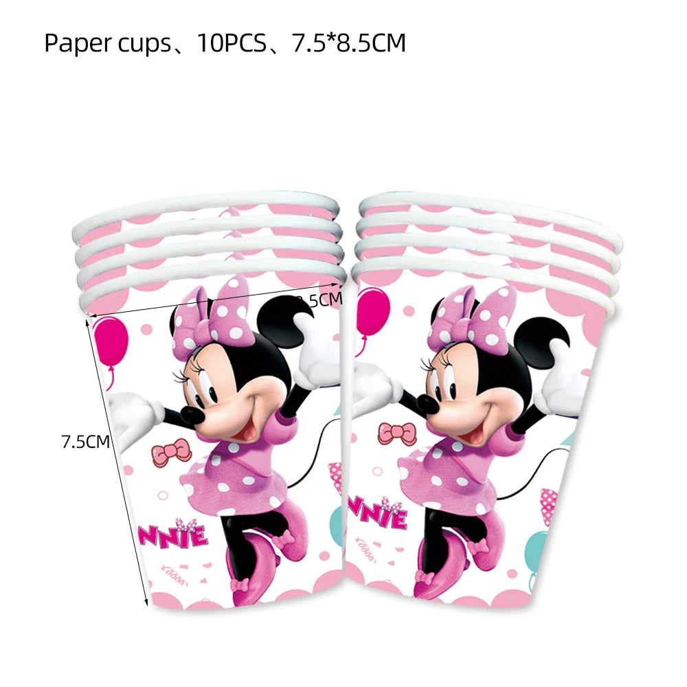 Minnie Mouse Birthday Party Decoration Girls Disposable Tableware Balloon Cups Plates Tablecloth Balloon Baby Shower Party Decor