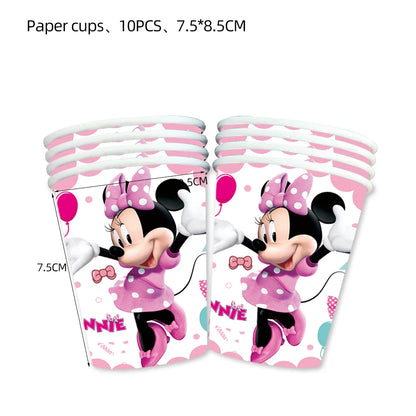 Minnie Mouse Birthday Party Decoration Girls Disposable Tableware Balloon Cups Plates Tablecloth Balloon Baby Shower Party Decor