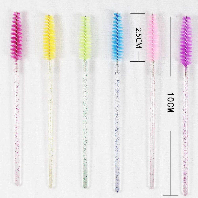 CNKESS 50pcs Disposable Eyelash Brushes Extension Crystal Eyebrow Brush Mascara Wand Eye Lashes Cosmetic Tool Set Makeup Beauty