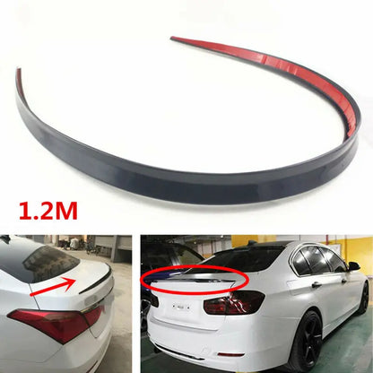 Car ABS Universal 1.2M BlackSpoiler Carbon Fiber Accessory Car Spoiler Soft Car Rear Roof Trunk Spoiler Rear Wing Lip Trim Stick