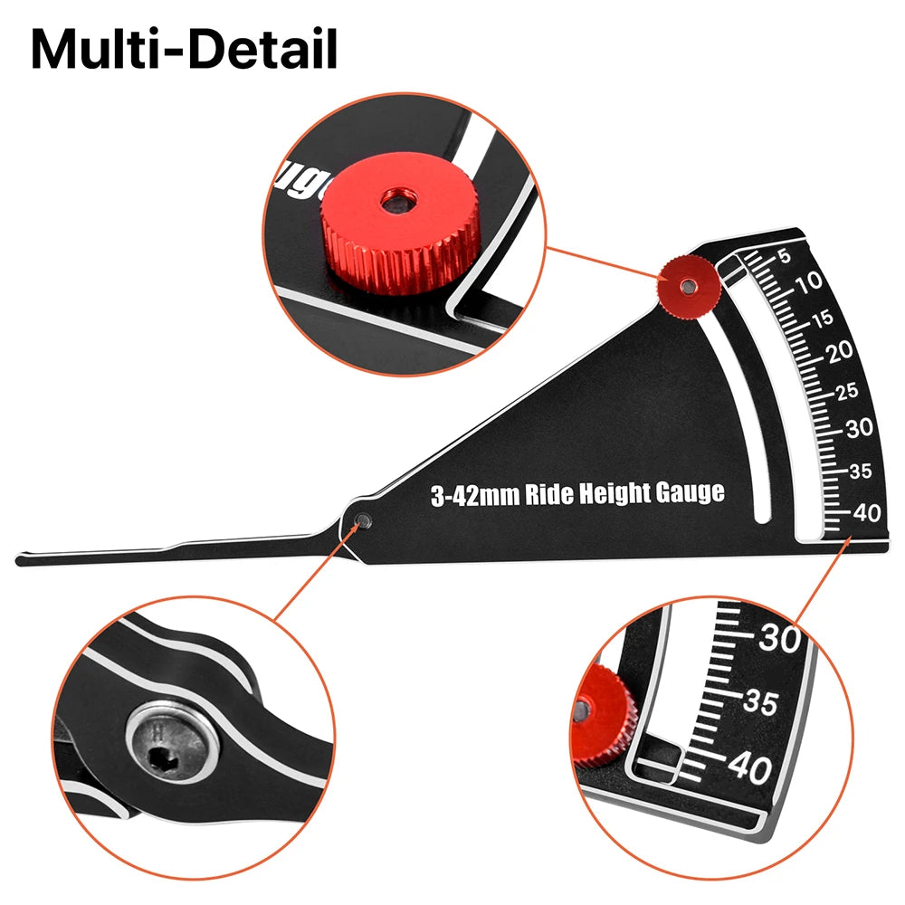 9IMOD Ride Height Gauge RC Car Height & Wheel Rim Camber 3-42MM Adjustable Ruler