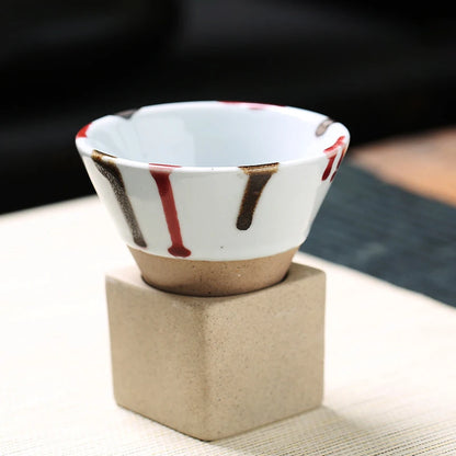 1PC Japanese Style Retro Ceramic Coffee Cup Rough Pottery Tea Cup Latte Pull Flower Porcelain Cup Pottery Mug For Home Office