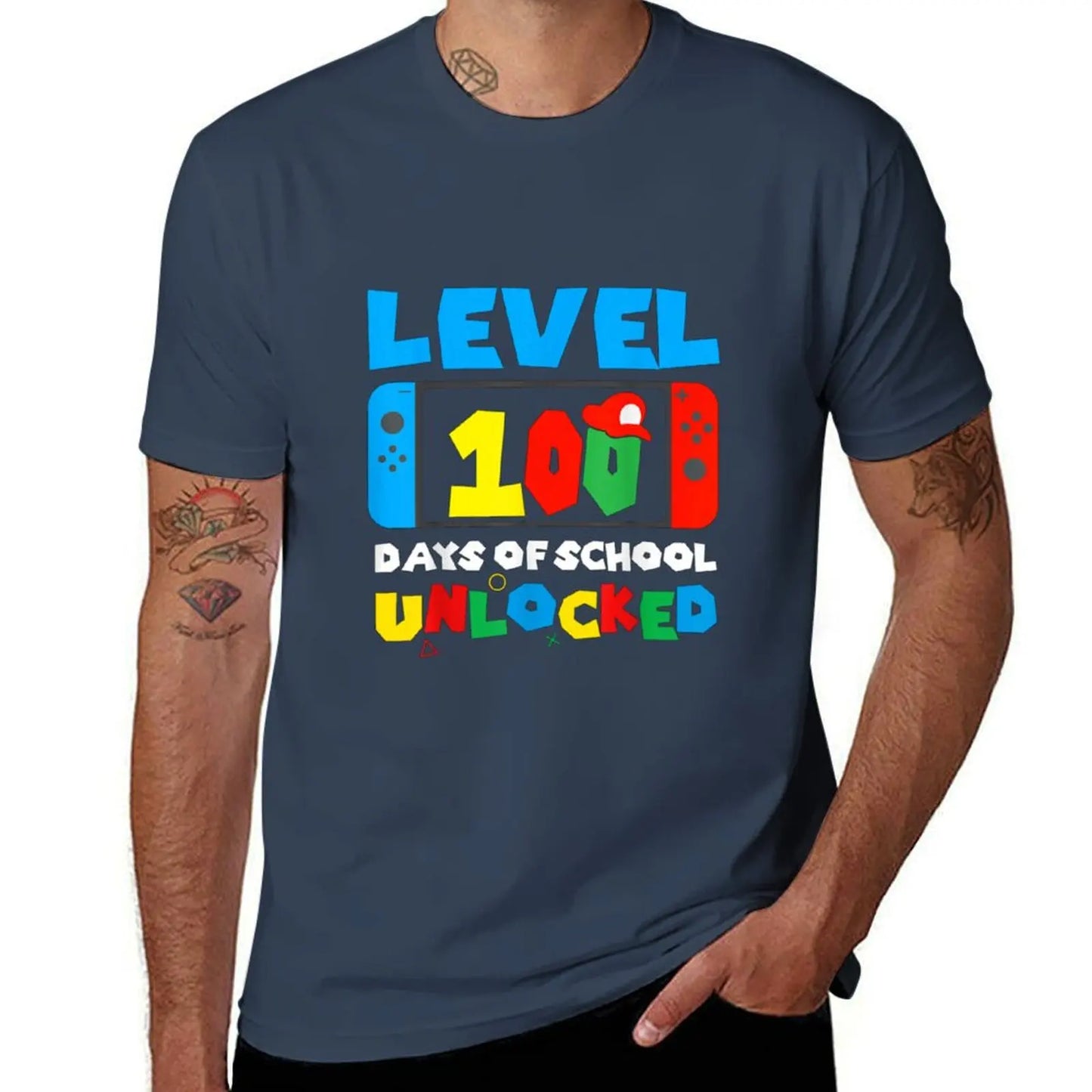 Level 100 Days Of School Unlocked Video Games Boys ghirl Gamer T-Shirt T-Shirt vintage clothes fruit of the loom mens t shirts