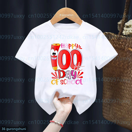 New boys t-shirt 100 Day Of School Graphic Printed Children'S School Clothes girls Tshirts Fashion Boys Girls Unisex Clothes