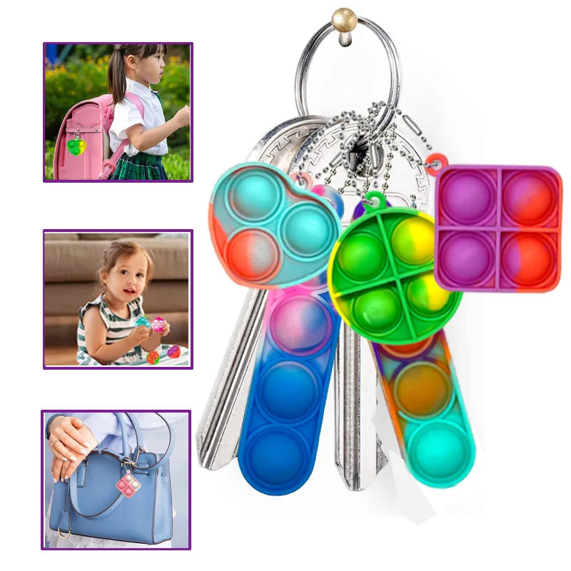 30PCS Pop Fidget Toys Mini Pop Keychains Toddler Toys Fidgets Pack Sensory Toys Bulk Packs Reduce Pressure Party Favors Gifts