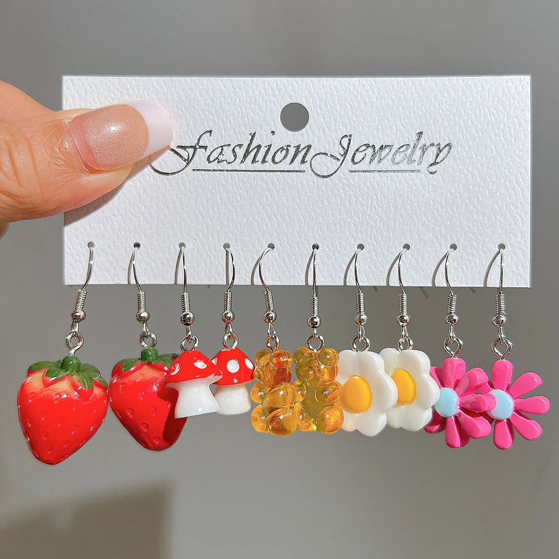 Fashion Sweet Fruit Drink Earrings Set for Women Cute Cartoon Food Ice Cream Donut Funny Resin Earrings Party Jewelry Gift New