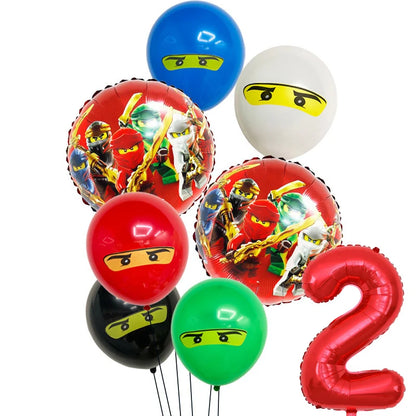 Cartoon Ninja Birthday Decorations  Paper Tableware Plate Cup Tablecloth Foil Ballons Kids Banner Cake Toppers Party Supplies