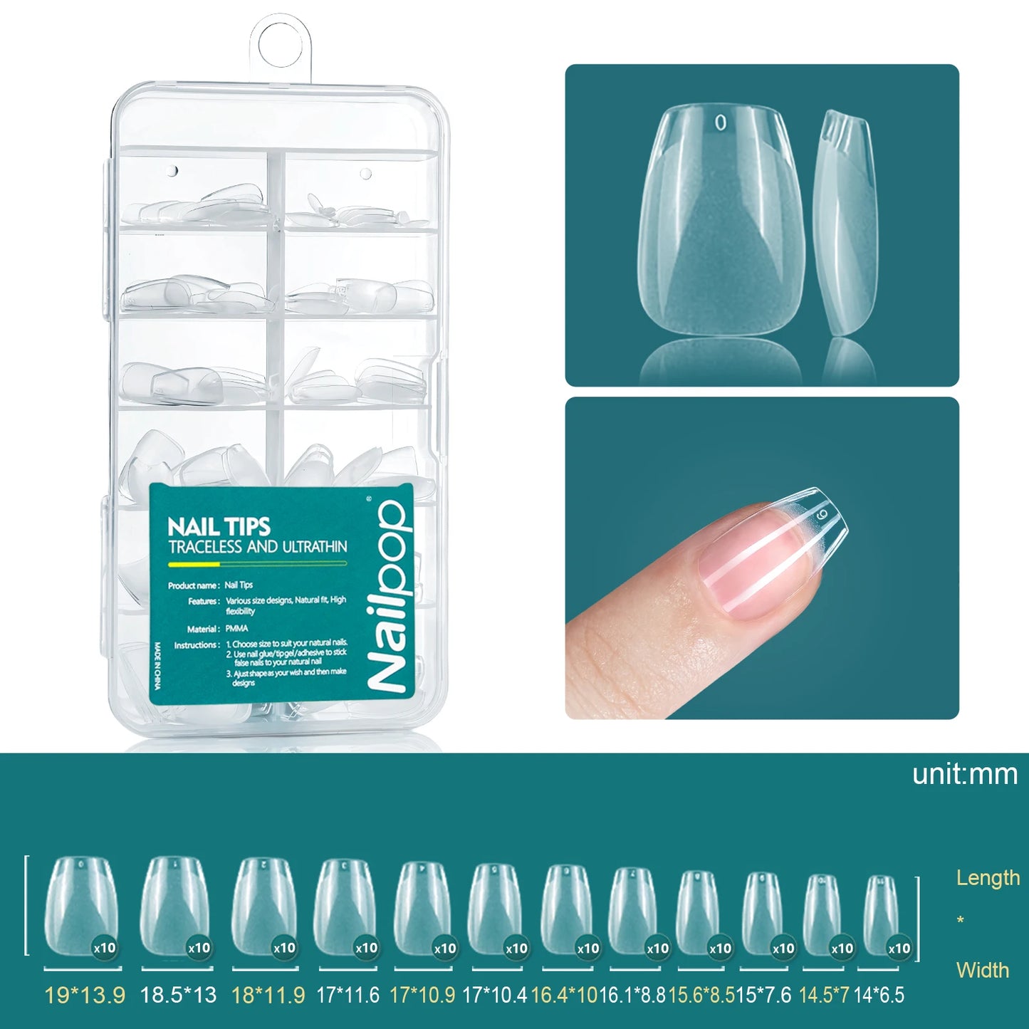 Nailpop Soft Gel Tips for Nails Acrylic Material Medium Almond/Coffin Artificial Nail Capsule Accessories and Tools 120pcs/box