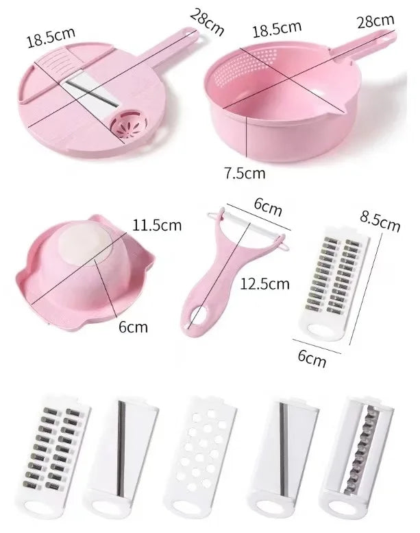 Multi-function Vegetable Chopper Grater Multifunction Veggie Cutter Food Slicer with Container for Kitchen