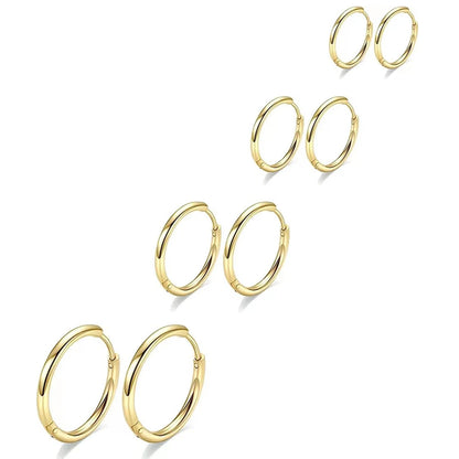 4 Pairs of Stainless Steel Circular Earrings Set, MEN'S AND WOMEN'S Circular Earrings Clip, Fashionable Earrings