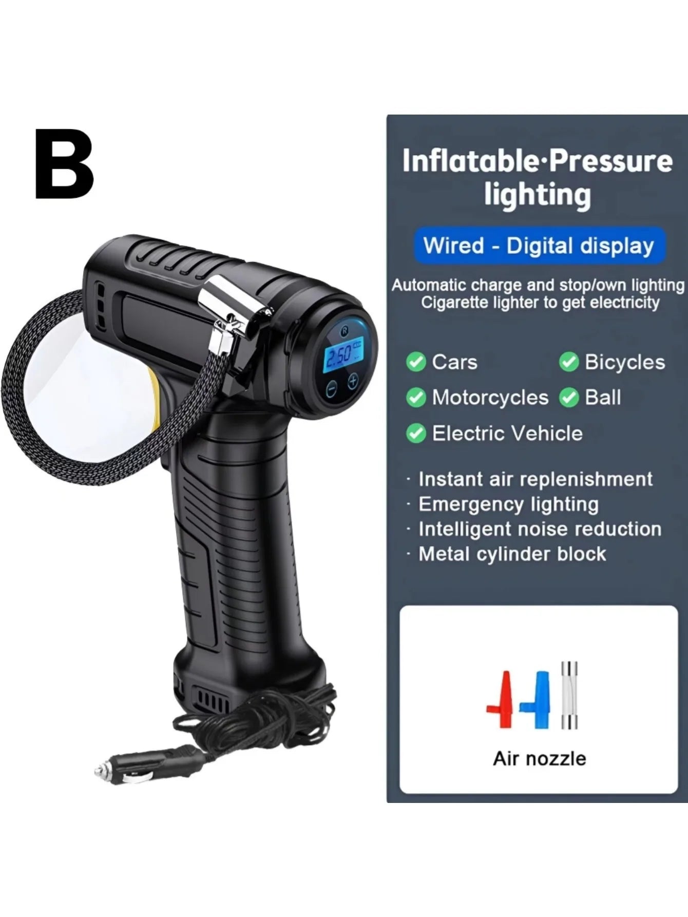 120W Handheld Air Compressor Wireless/Wired Inflatable Pump Portable Air Pump Tire Inflator Digital for Car Bicycle Balls