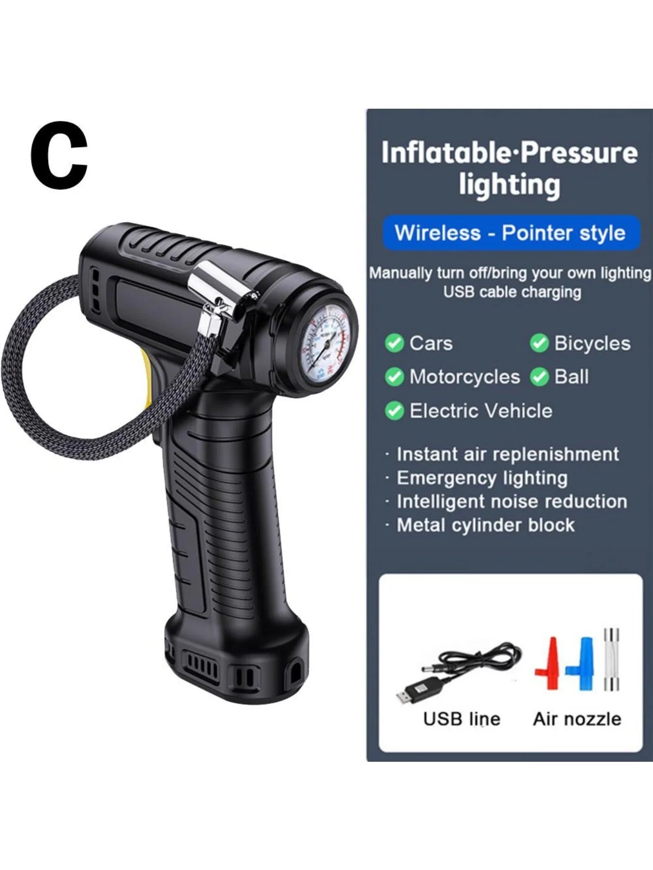 120W Handheld Air Compressor Wireless/Wired Inflatable Pump Portable Air Pump Tire Inflator Digital for Car Bicycle Balls