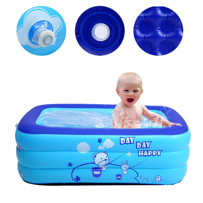 Thickening Inflatable Swimming Pool Family Summer Outdoor Water Play Pool Bathtub with Bubble Bottom for Kid Boy Girl Play Party