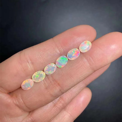 High Quality Natural Opal oval faced Shape Flat Bottom Opal / K Gold Jewelry Clock Inlay Gemstones Ring Face